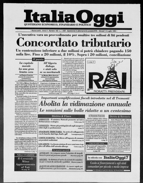 Italia oggi : quotidiano di economia finanza e politica